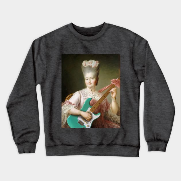 Girl with Guitar - Moody Maximalism Oil Painting Crewneck Sweatshirt by thejamestaylor